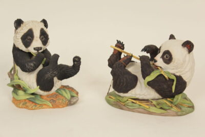 Pair of Boehm painted bisque porcelain baby panda bears
