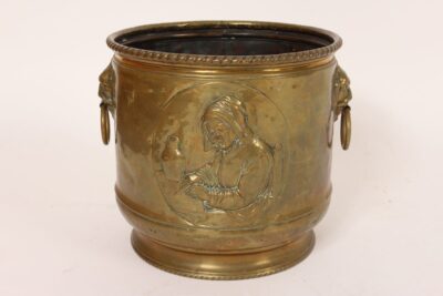 19th century brass repousse planter