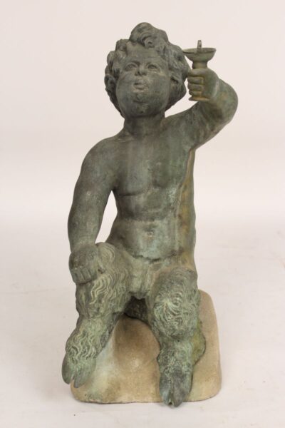 Bronze garden statue of an infant satyr