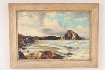 California Coastal Painting of Morro Bay by Bennett Bradbury (1914-1991).