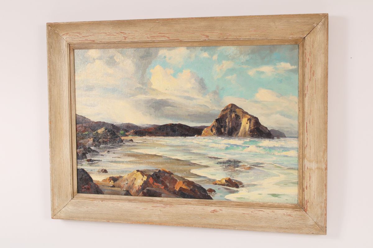 California Coastal Painting of Morro Bay by Bennett Bradbury (1914-1991). - Image 3