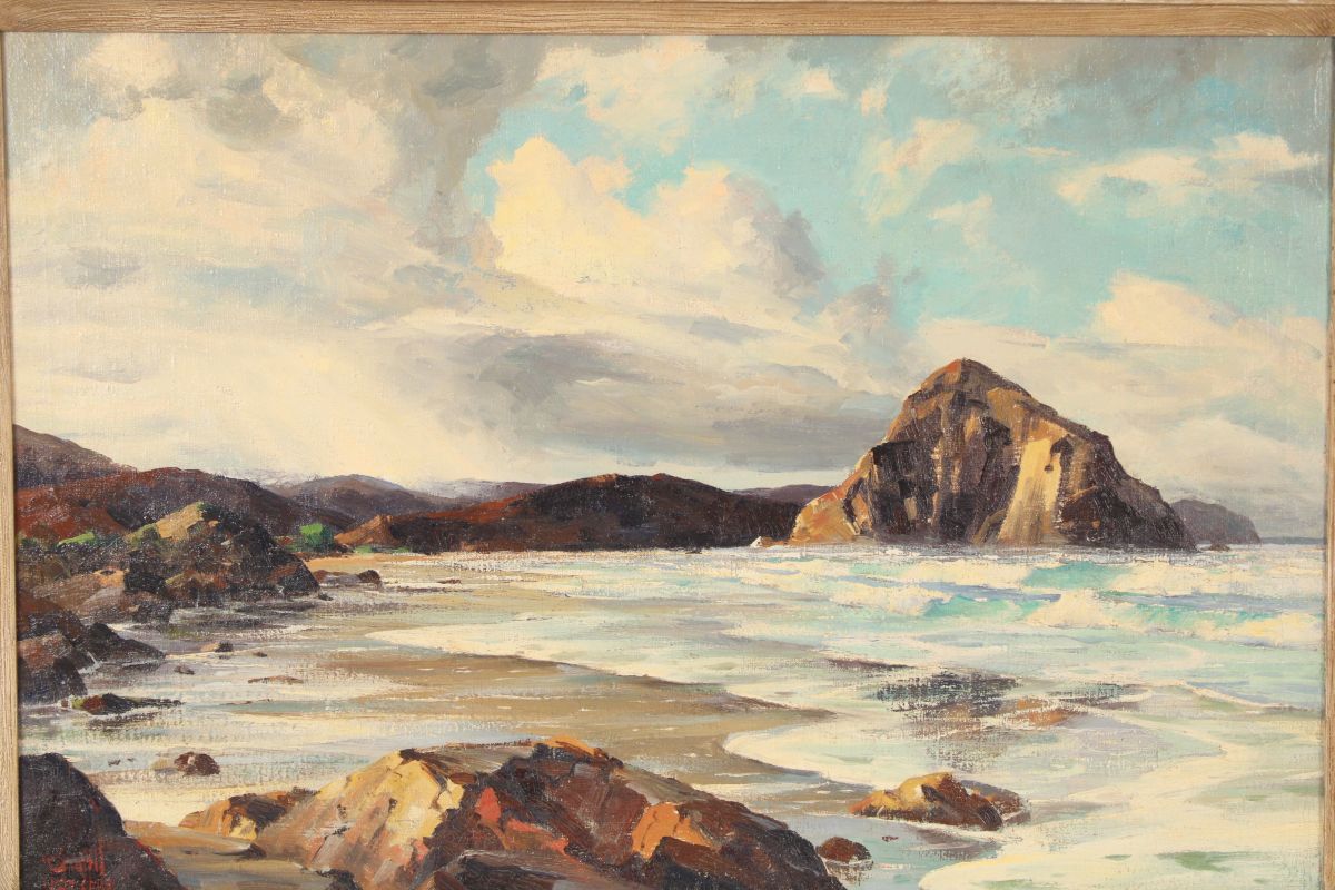California Coastal Painting of Morro Bay by Bennett Bradbury (1914-1991). - Image 4