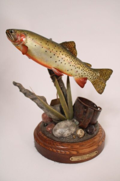 Wood Carving of a Cut Throat Trout by Lance Lyons