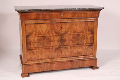 Antique Louis Philippe Style Burl Walnut Chest of Drawers