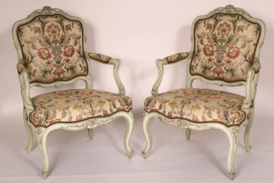Pair of 19th Century Painted Louis XV Style Armchairs