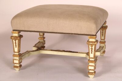 Louis XIV Style Painted and Gilt Decorated Bench