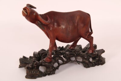 Chinese Wood Carving of a Water Buffalo