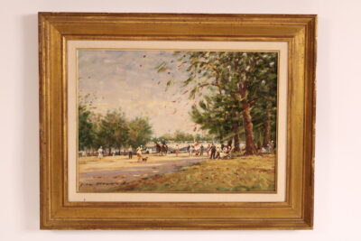 Impressionist Park Scene Painting by John H. Harwood (1904-1980)