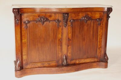 Victorian Burl Walnut and Walnut Cabinet With Marble Top