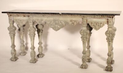 Louis XIV Style Grisaille Painted Console Table with Belgium Marble Top