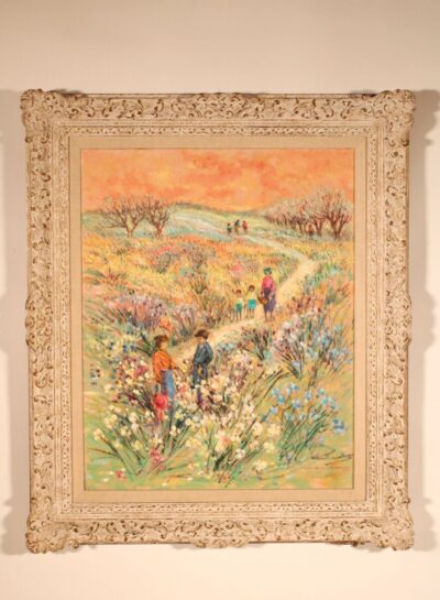 Impressionist Painting of People in a Garden by Clifford Silsby (1896-1986)