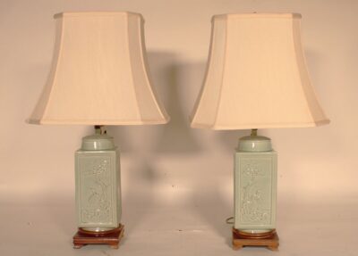 Pair of Chinese Style Celadon Lamps