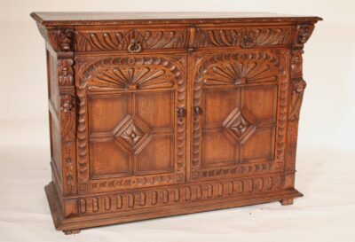 Antique Baroque Style Oak Credenza