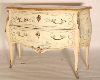 Louis XV Style Painted Chest of Drawers with Marble Top